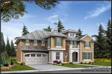 4-Bedroom, 3295 Sq Ft Traditional Home Plan - 115-1464 - Main Exterior