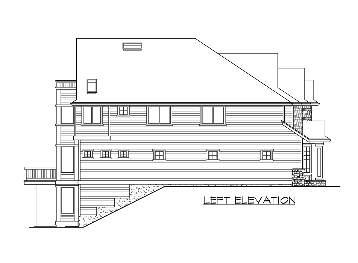 Home Plan Left Elevation of this 5-Bedroom,4410 Sq Ft Plan -115-1470