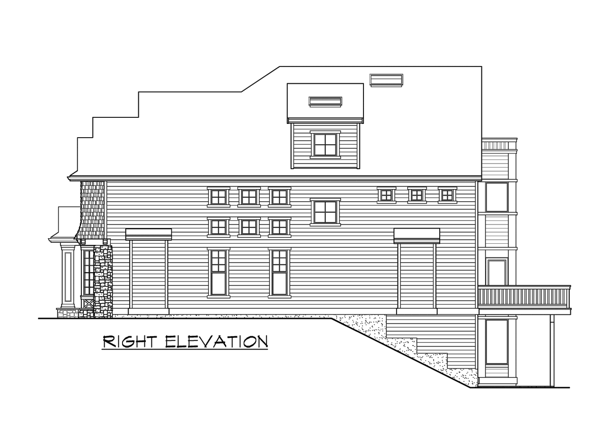 Home Plan Right Elevation of this 5-Bedroom,4410 Sq Ft Plan -115-1470