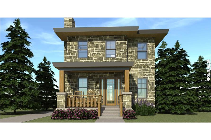 Illustration of Modern Craftsman home (ThePlanCollection: House Plan #116-1016)