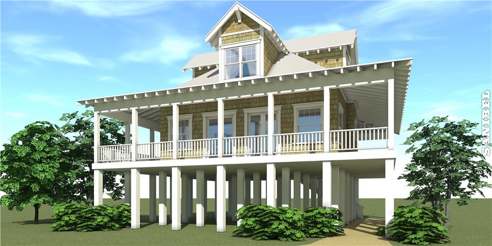 Front elevation of Coastal home plan (ThePlanCollection: House Plan #116-1043)
