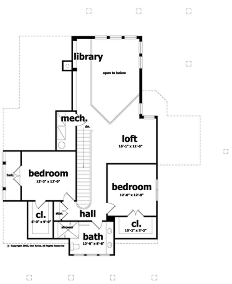 Floor Plan Second Story of Ranch Plan #116-1069