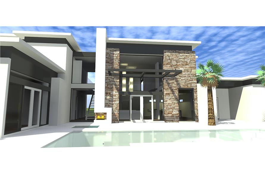 Home Plan Rear Elevation of this 4-Bedroom,3885 Sq Ft Plan -116-1080