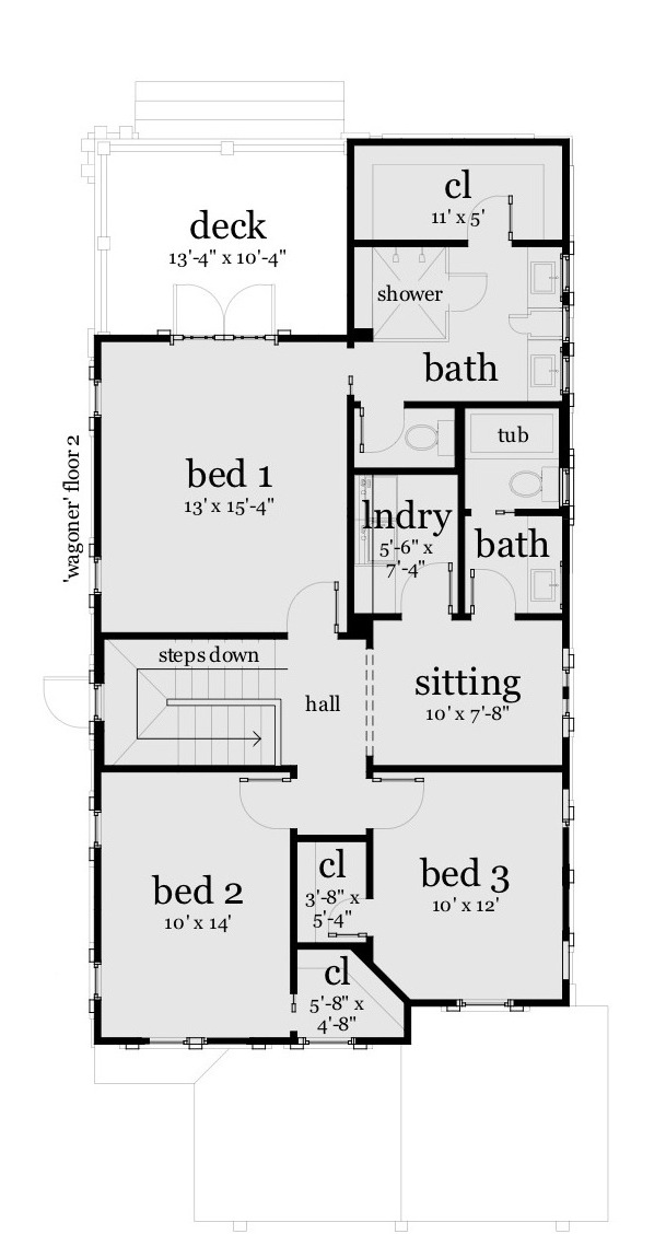 Floor Plan Second Story of Arts and Crafts Plan #116-1087