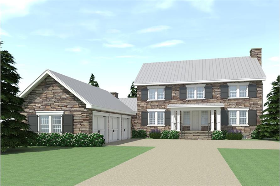 Color rendering of Farmhouse home plan (ThePlanCollection: House Plan #116-1090)