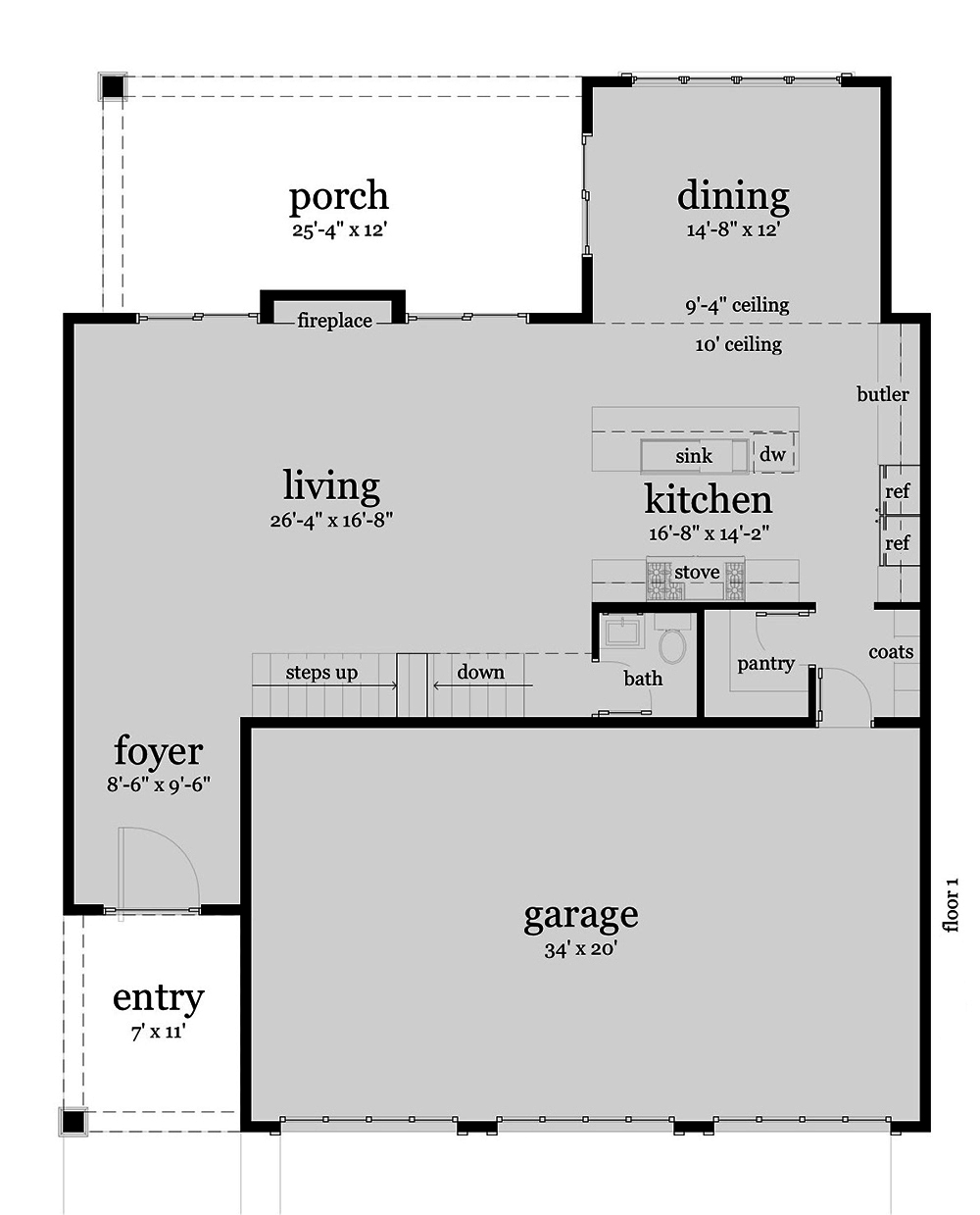 Floor Plan First Story of Georgian Plan #116-1115