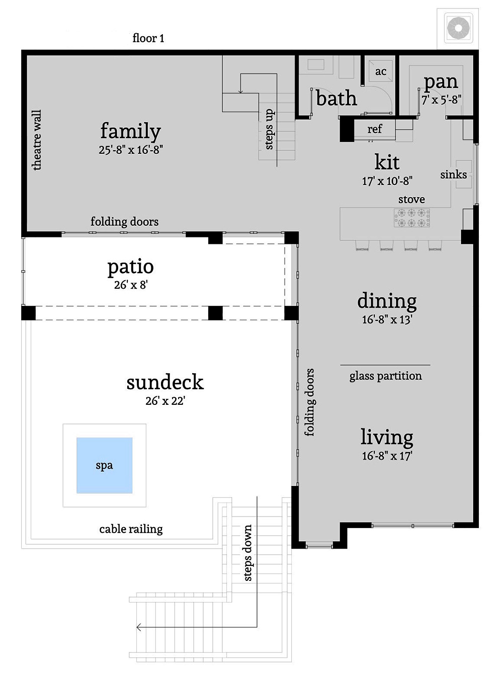 Floor Plan First Story of Modern Plan #116-1120