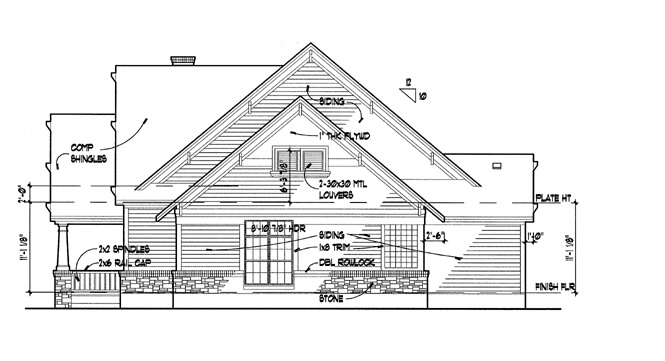 Home Plan Right Elevation of this 3-Bedroom,1657 Sq Ft Plan -117-1001