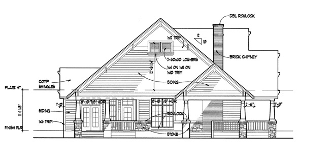Home Plan Left Elevation of this 3-Bedroom,1657 Sq Ft Plan -117-1001
