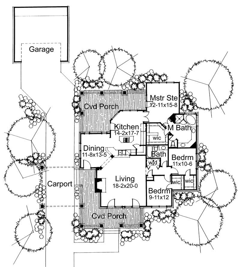 Floor Plan First Story of Texas Style Plan #117-1001