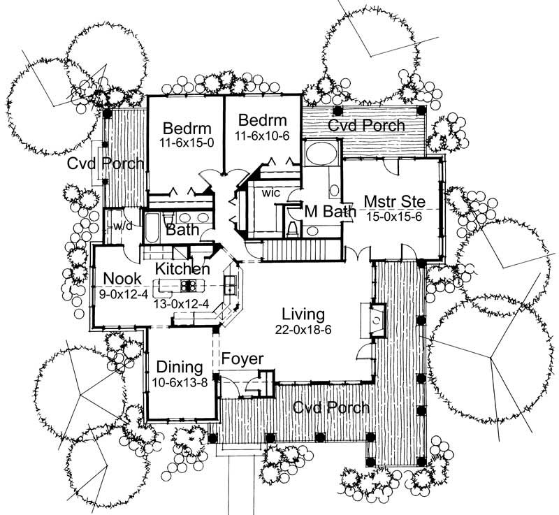 Floor Plan First Story of Colonial Plan #117-1009