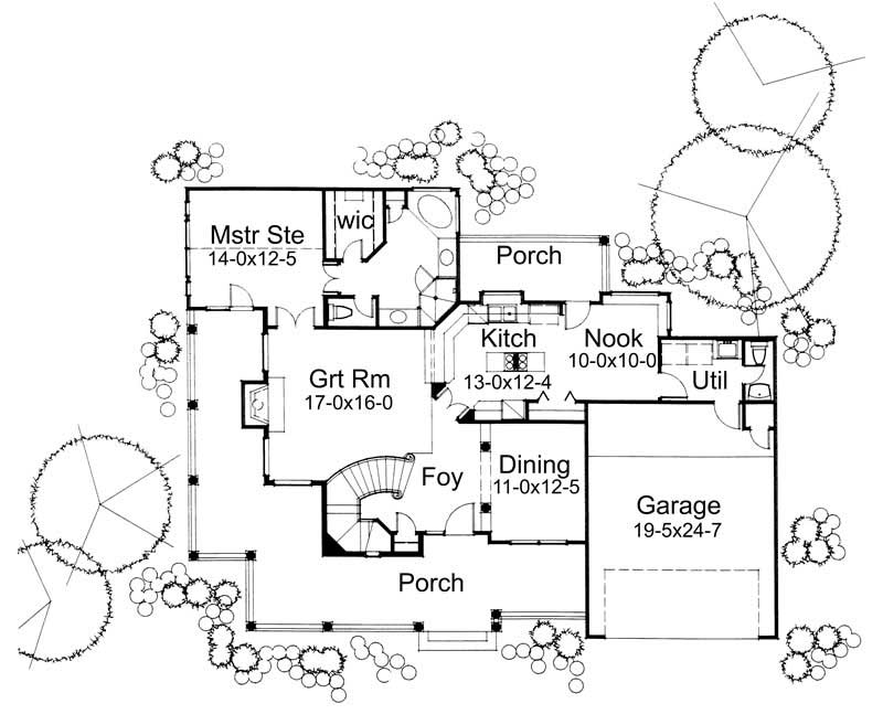 Floor Plan First Story of Victorian Plan #117-1014