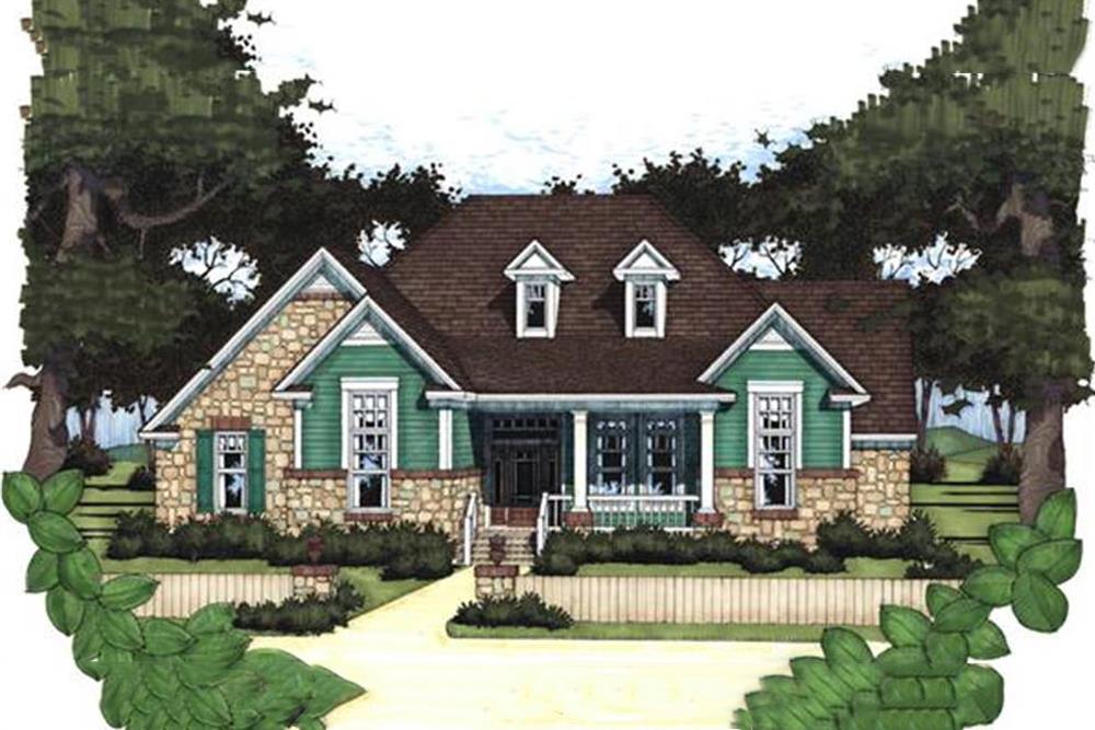 Color rendering of Traditional home plan (ThePlanCollection: House Plan #117-1017)