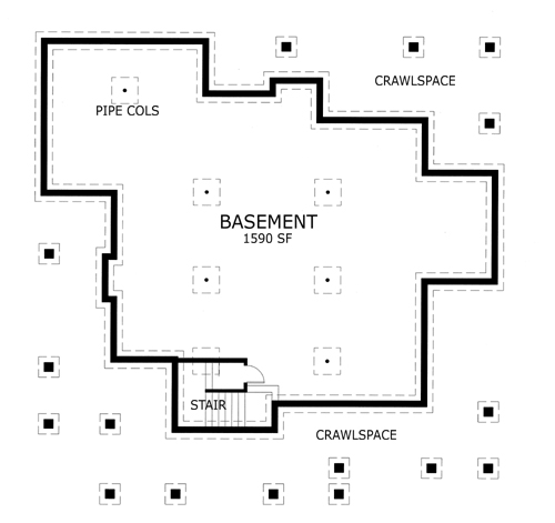Floor Plan Basement of Farmhouse Plan #117-1030