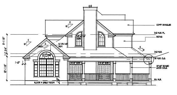 Home Plan Left Elevation of this 3-Bedroom,2112 Sq Ft Plan -117-1030