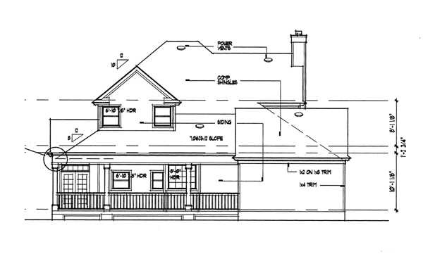 Home Plan Rear Elevation of this 3-Bedroom,2112 Sq Ft Plan -117-1030