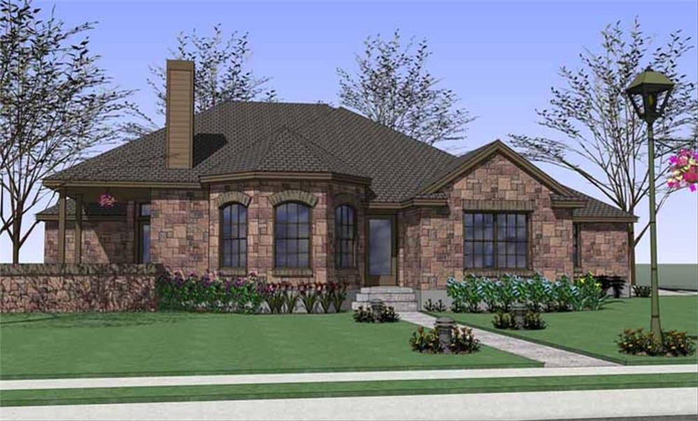 Front elevation of Ranch home (ThePlanCollection: House Plan #117-1047)