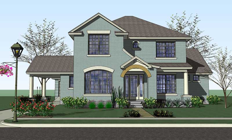 Front elevation of Traditional home (ThePlanCollection: House Plan #117-1051)