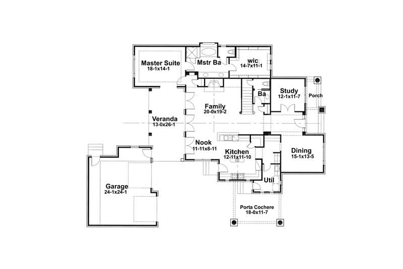 Floor Plan First Story of Traditional Plan #117-1051