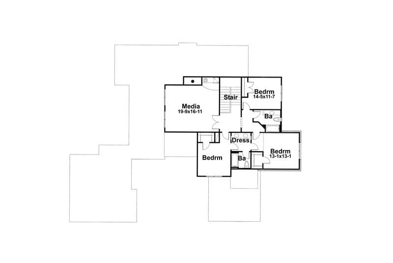 Floor Plan Second Story of Traditional Plan #117-1051