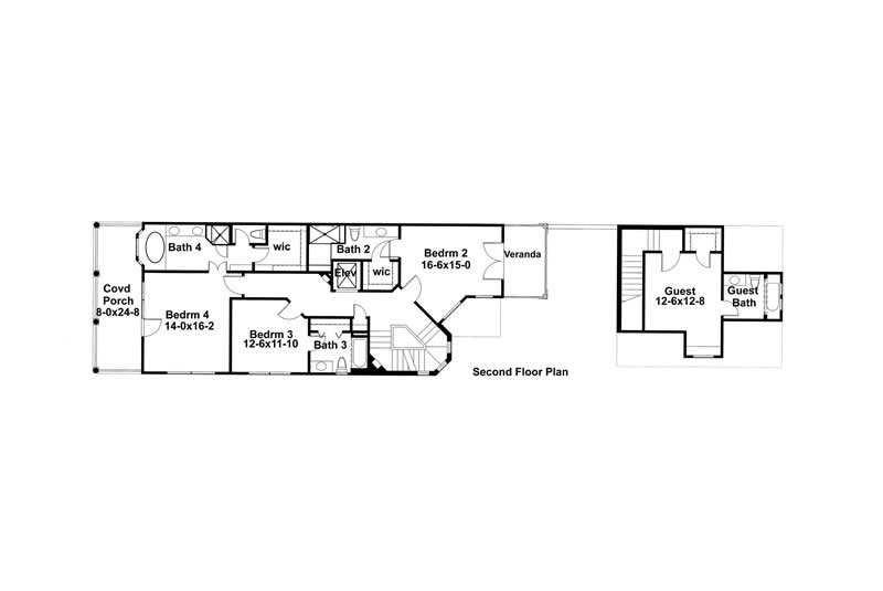 Floor Plan Second Story of Plan #117-1062