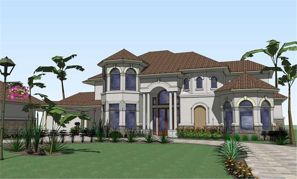 Front elevation of Mediterranean home (ThePlanCollection: House Plan #117-1066)