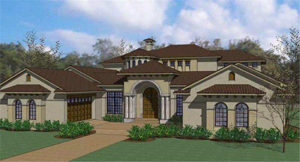 Front elevation of Luxury home (ThePlanCollection: House Plan #117-1067)
