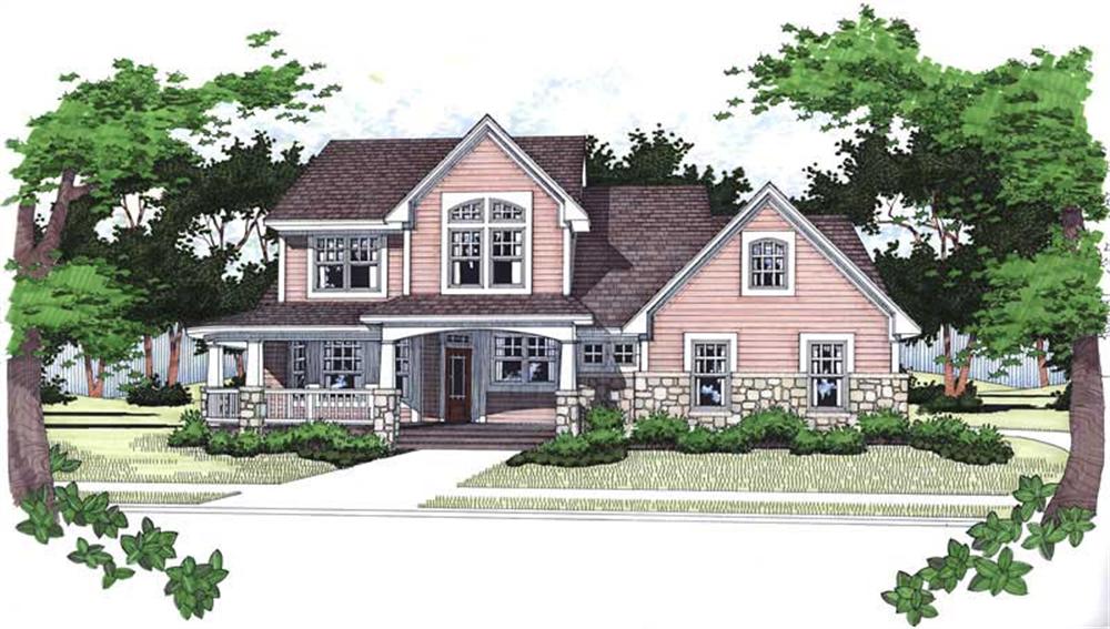 Front elevation of Farmhouse home (ThePlanCollection: House Plan #117-1070)