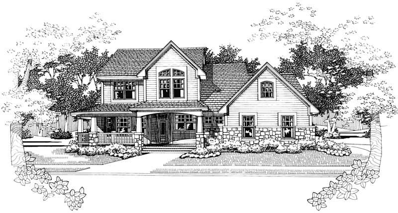 Front View of this 4-Bedroom, 1999 Sq Ft Plan - 117-1070