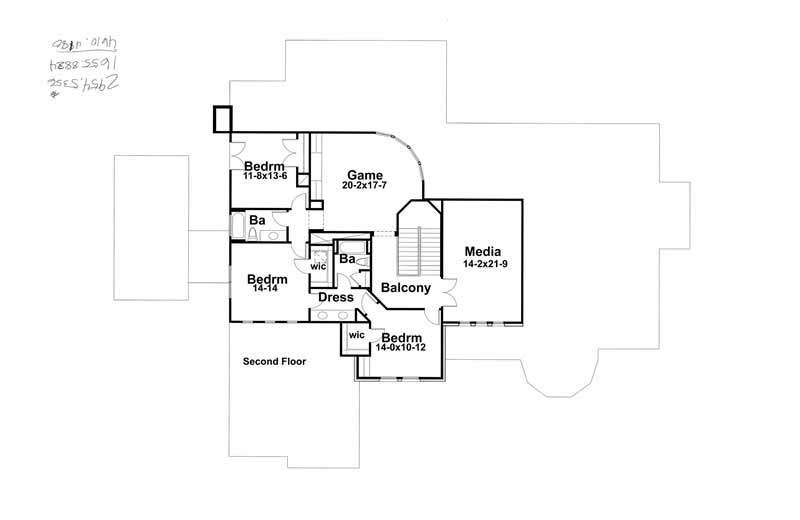 Floor Plan Second Story of Plan #117-1080