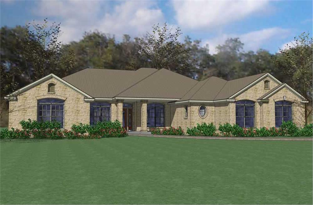 Front elevation of Ranch home (ThePlanCollection: House Plan #117-1083)