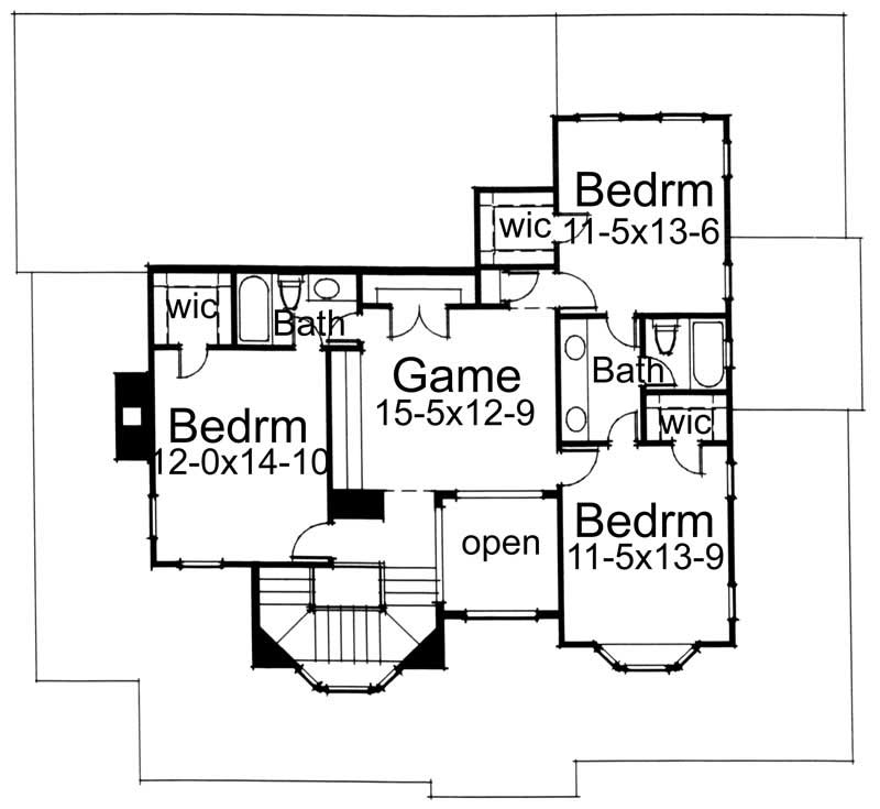 Floor Plan Second Story of Plan #117-1088