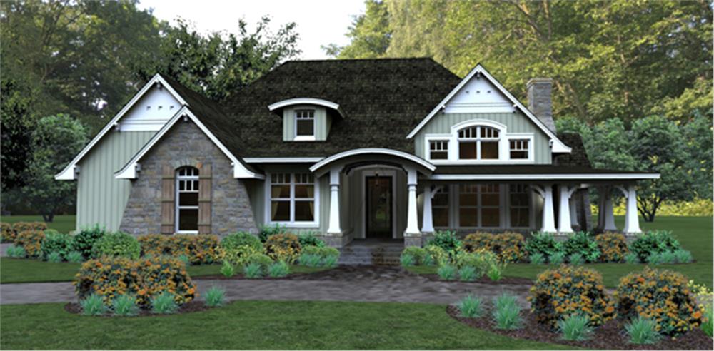 Front elevation of Bungalow home (ThePlanCollection: House Plan #117-1106)