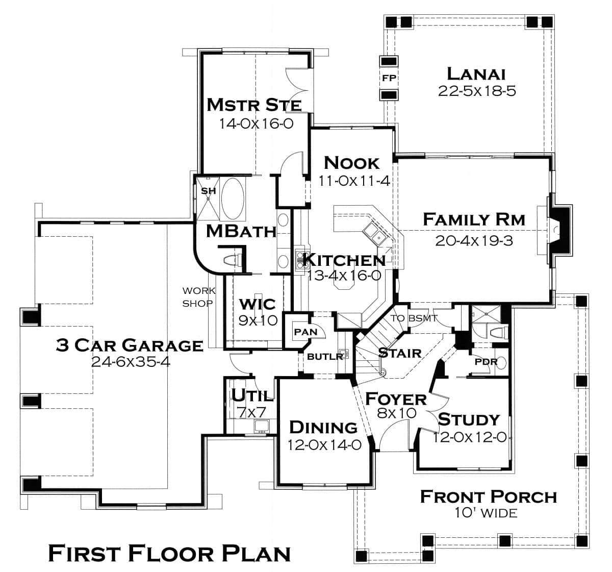 Main Level of Craftsman Plan #117-1114