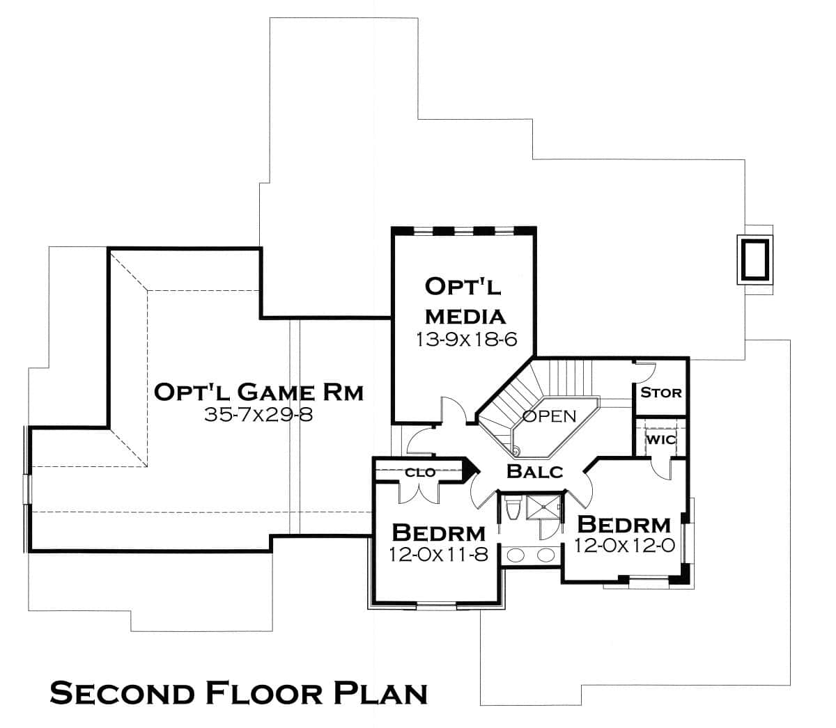 Upper Level of Craftsman Plan #117-1114