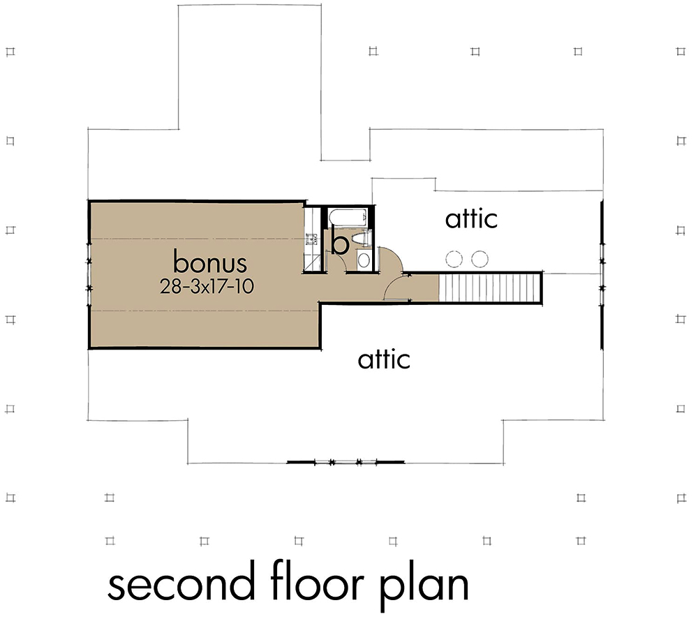 Floor Plan Bonus Room of Country Plan #117-1127
