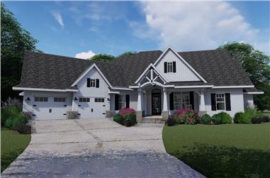3-Bedroom, 2504 Sq Ft Country House Plan - 117-1128 - Front Exterior