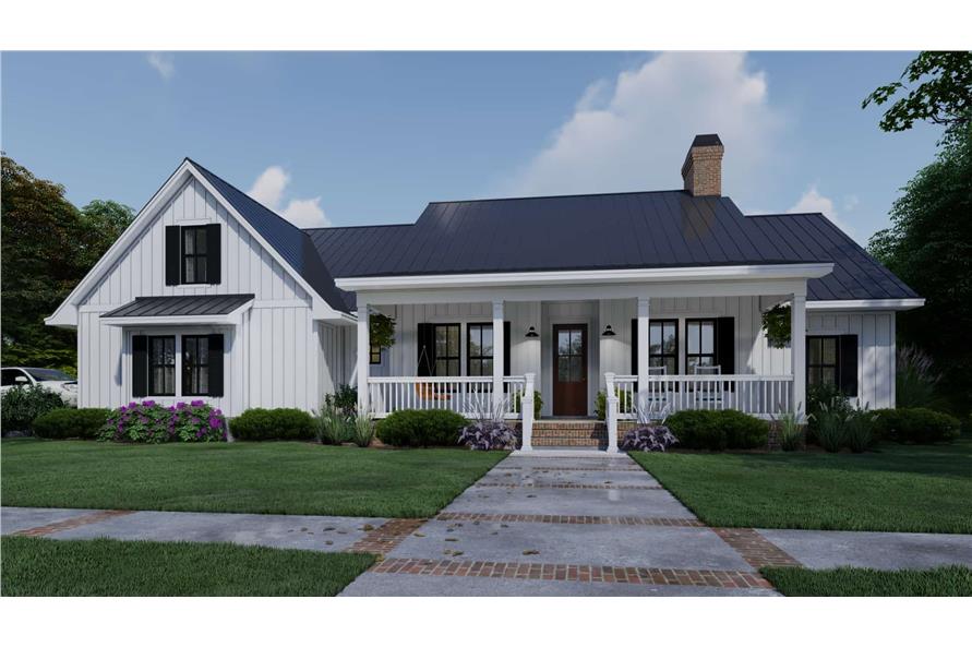 Front elevation of Farmhouse home (ThePlanCollection: House Plan #117-1137)