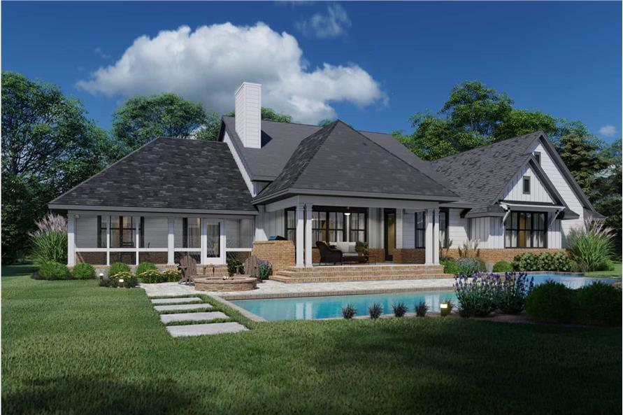 Rear View of this 4-Bedroom, 3077 Sq Ft Plan - 117-1142