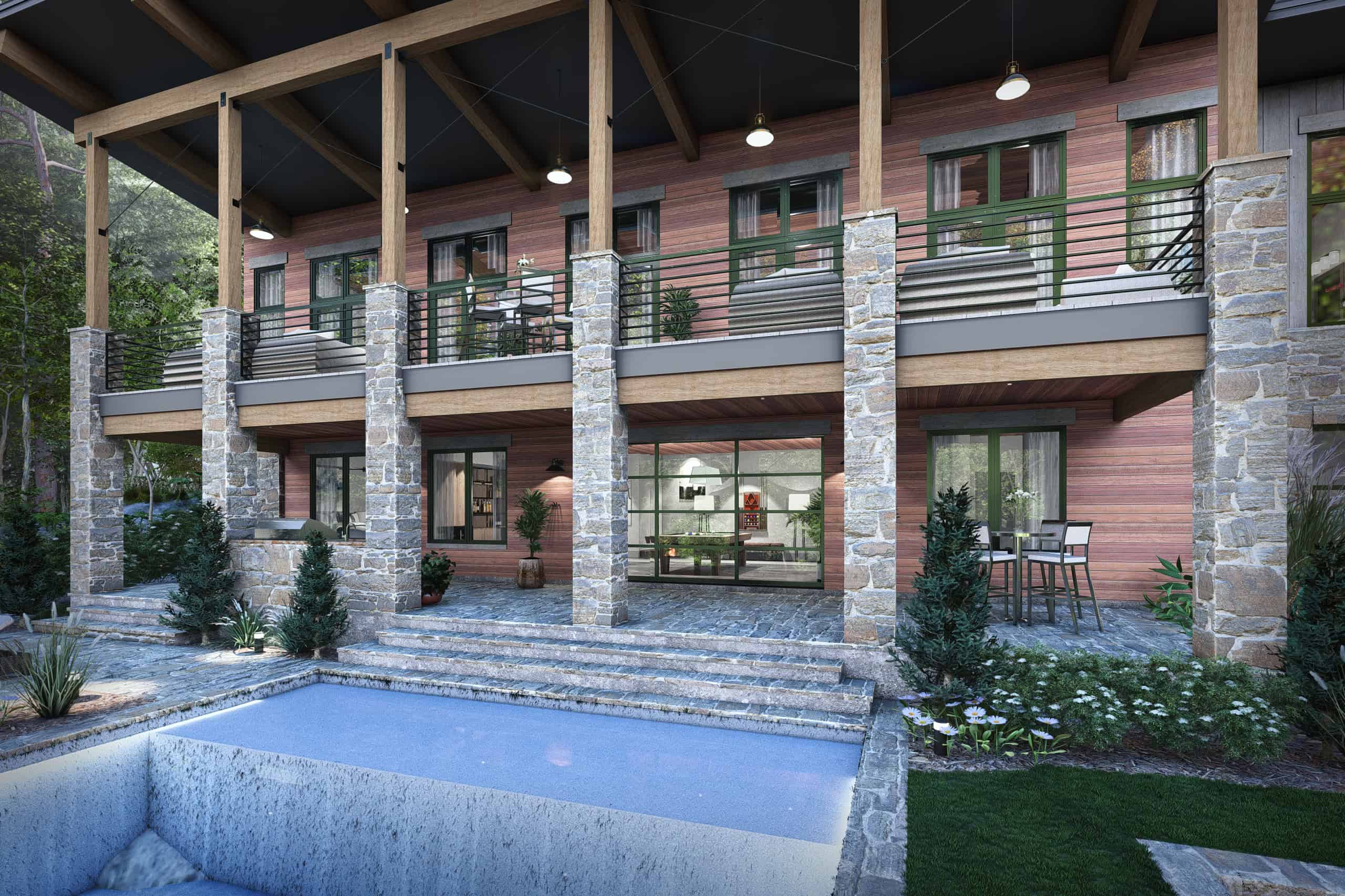 Rear View of this 3-Bedroom,1550 Sq Ft Plan -117-1147