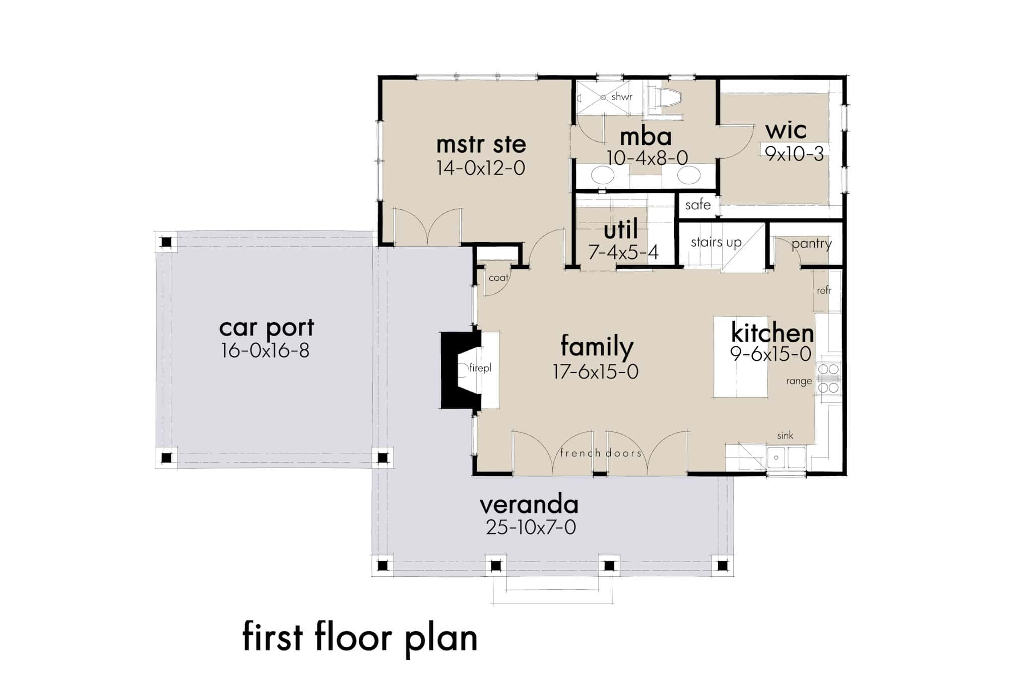 Main Level of Cottage Plan #117-1148