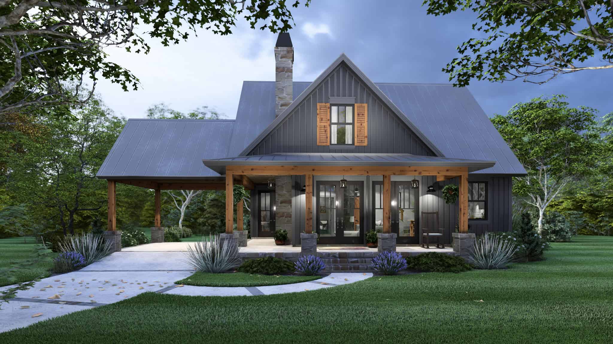 Front elevation of Cottage home (ThePlanCollection: House Plan #117-1148)