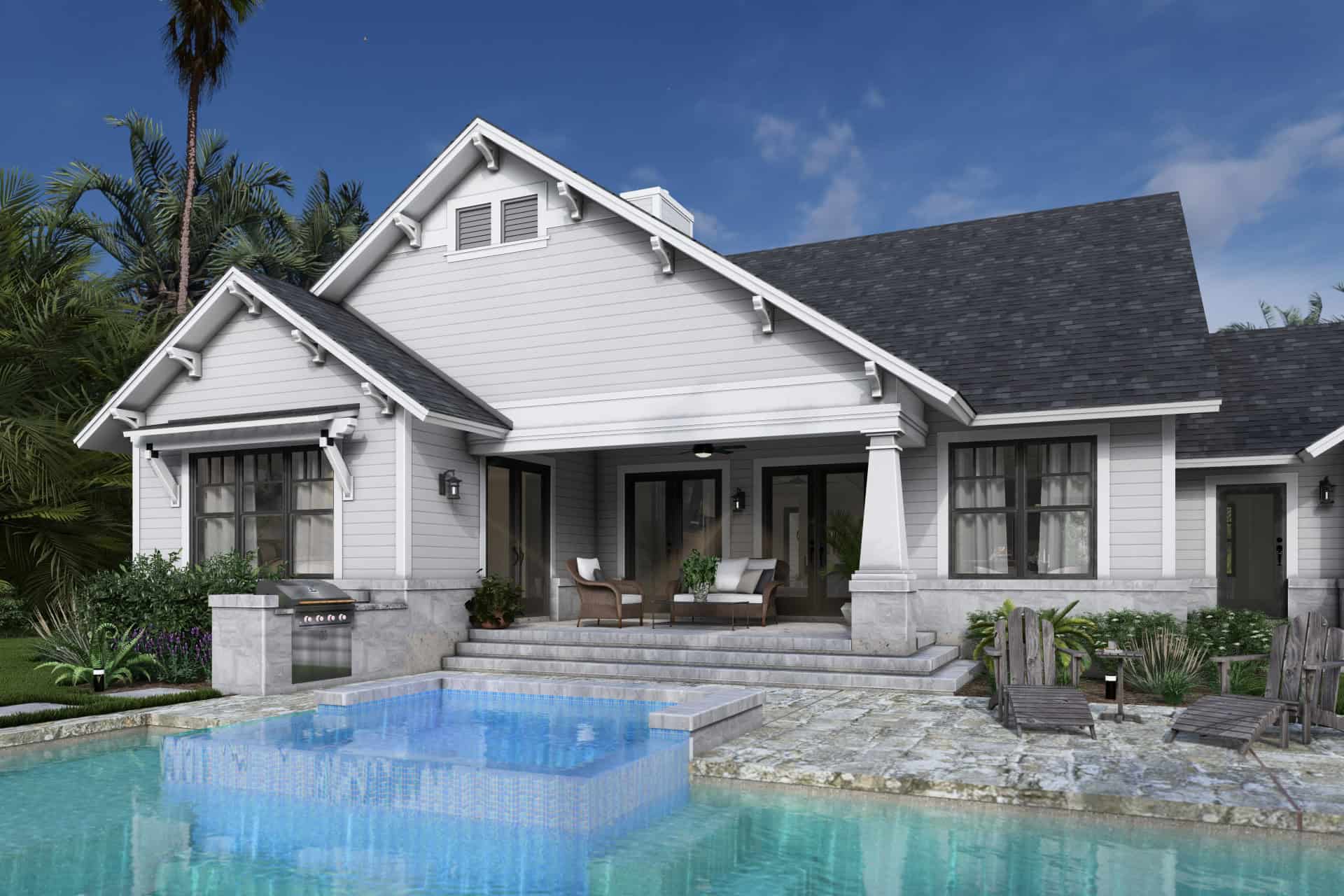 Rear View of this 3-Bedroom,2036 Sq Ft Plan -117-1149
