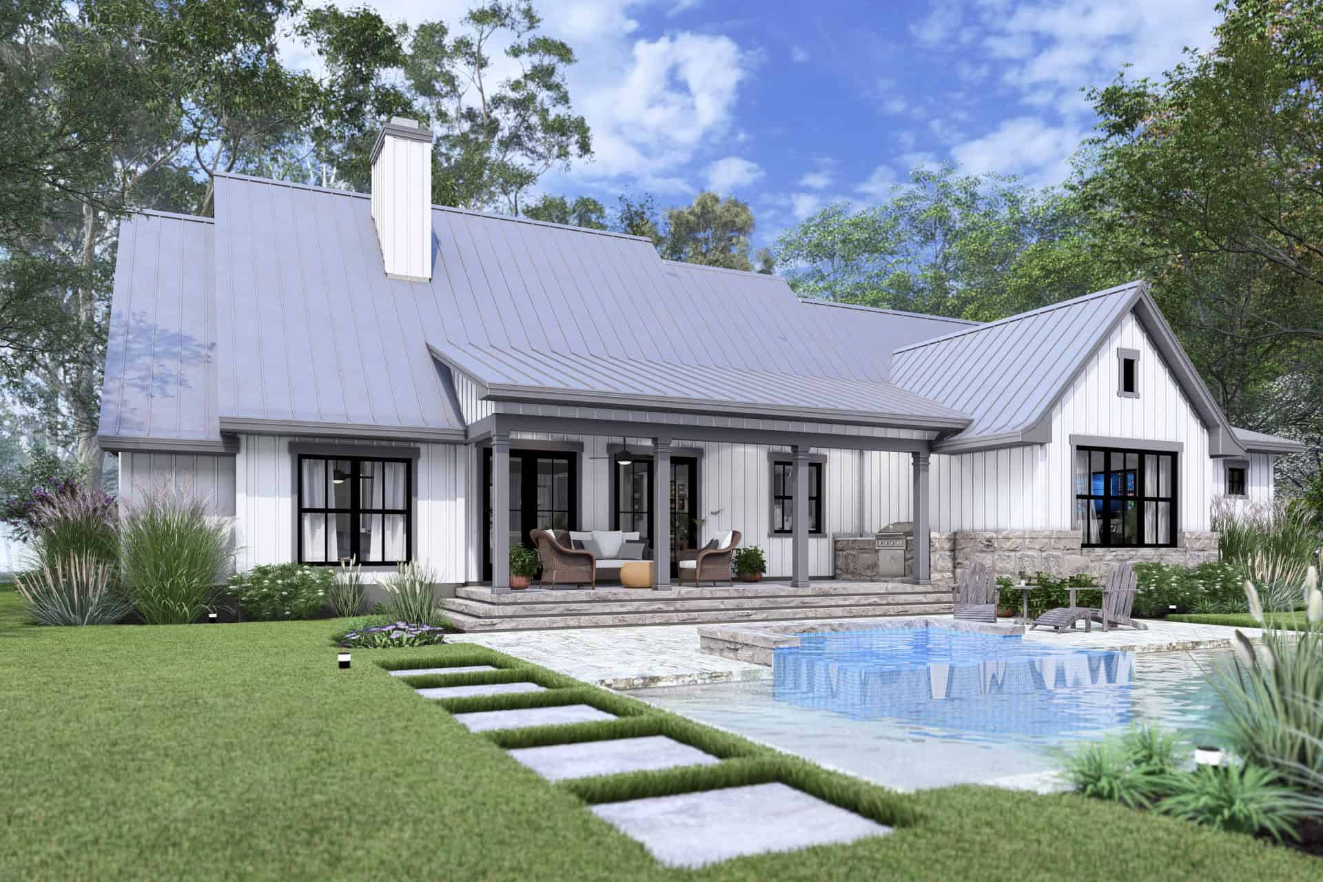 Rear View of this 3-Bedroom,2093 Sq Ft Plan -117-1150