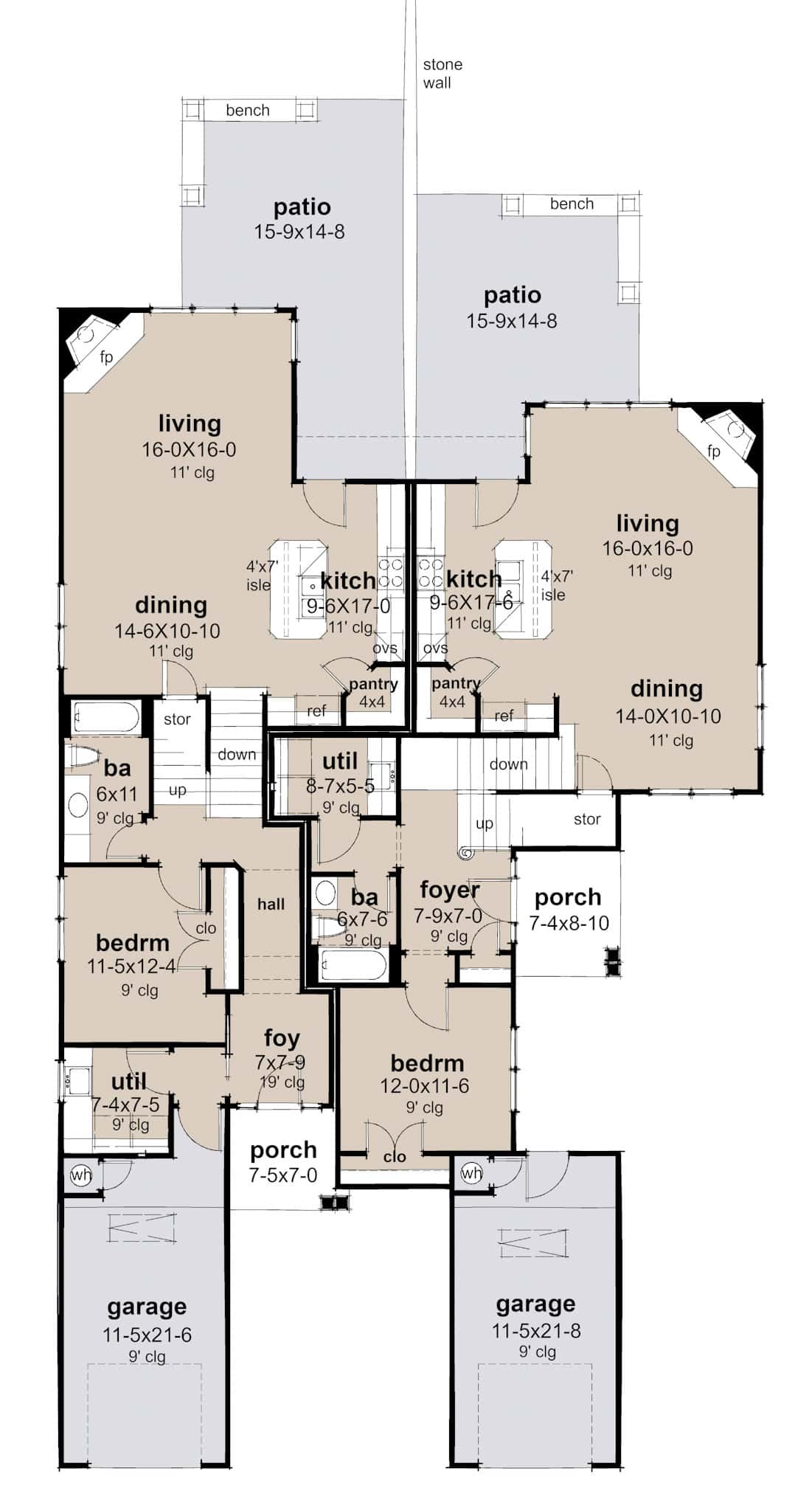 Main Level of Duplex/Multi-Unit Plan #117-1153