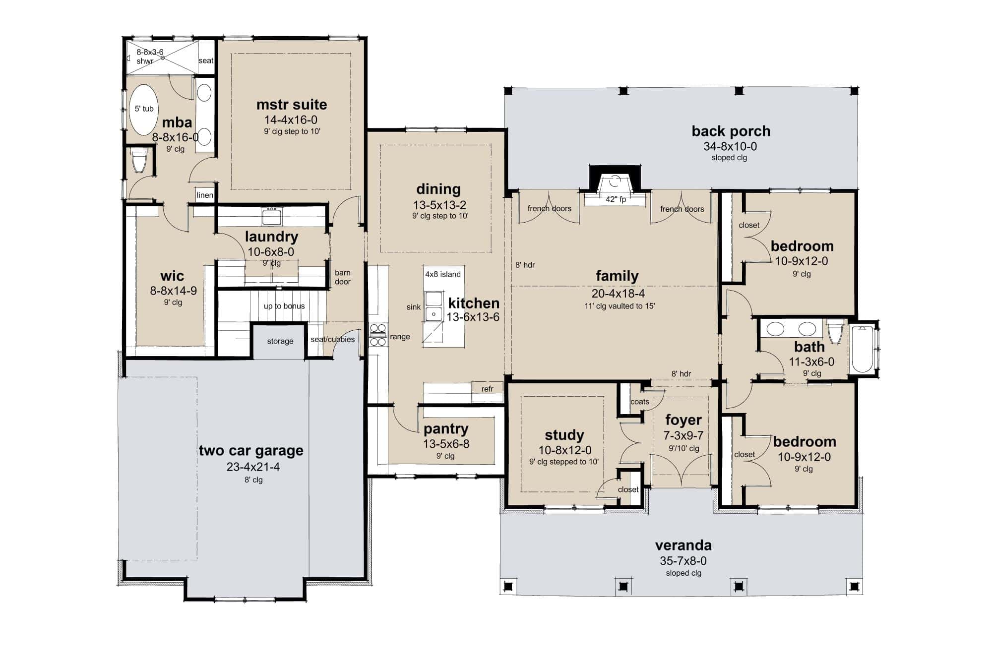 Main Level of Country Plan #117-1154