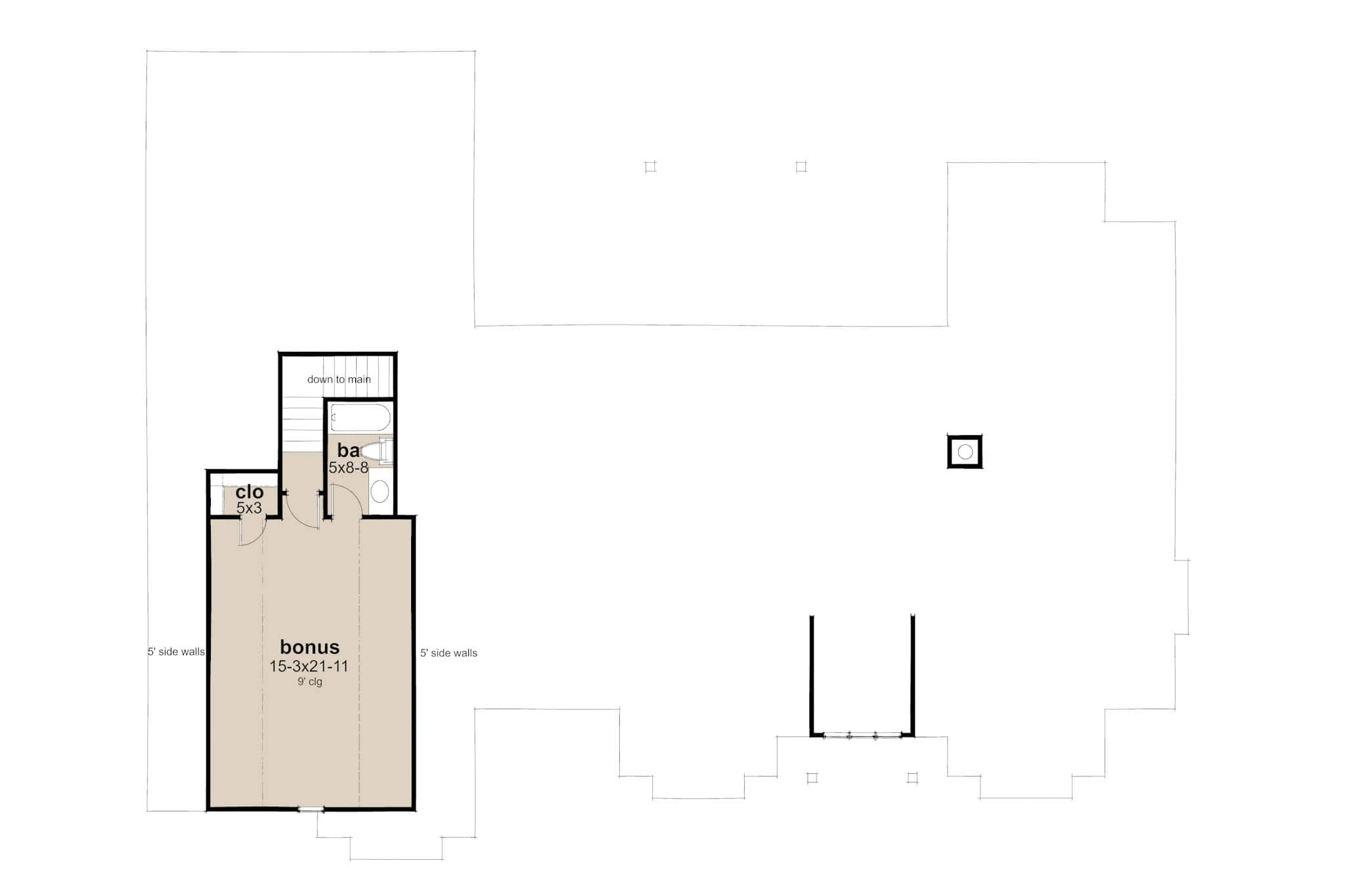 Bonus Room of Modern Farmhouse Plan #117-1156