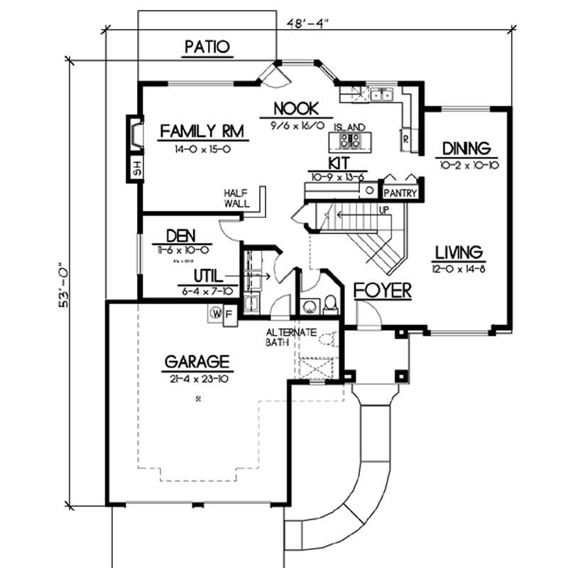 Floor Plan First Story of Traditional Plan #119-1008