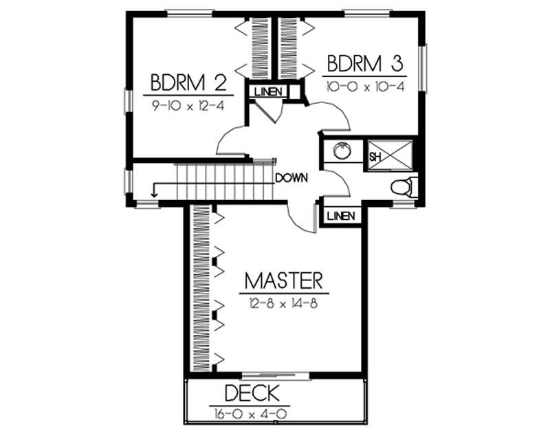 Floor Plan Second Story of Traditional Plan #119-1008