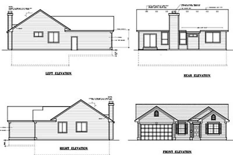 Home Plan Rear Elevation of this 3-Bedroom,1443 Sq Ft Plan -119-1010